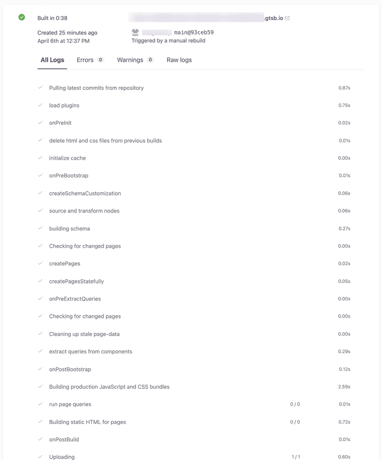Gatsby Cloud structured build logs Gatsby Cloud structured build logs