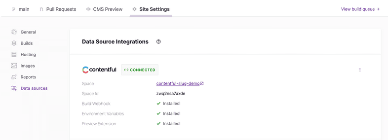 Connected Contentful integration Connected Contentful integration