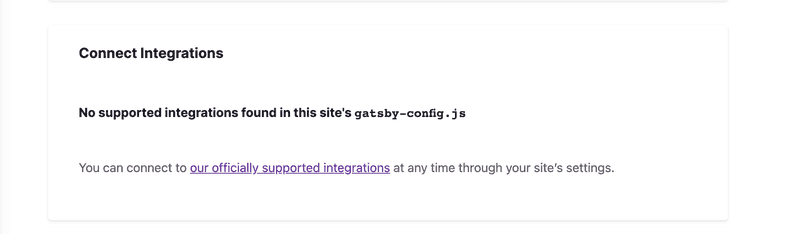 No Supported Integrations Found No Supported Integrations Found