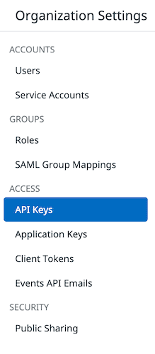 Be sure to create an API Key, not an Application Key Be sure to create an API Key, not an Application Key