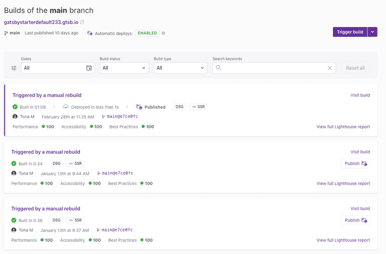 Main branch builds Main branch builds
