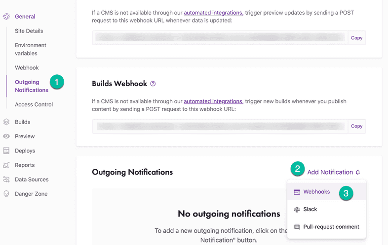 Steps to add a webhook notification Steps to add a webhook notification