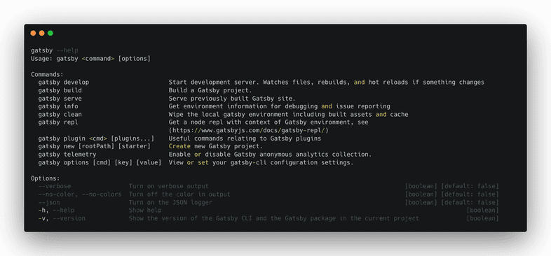Check Gatsby commands in terminal Check Gatsby commands in terminal